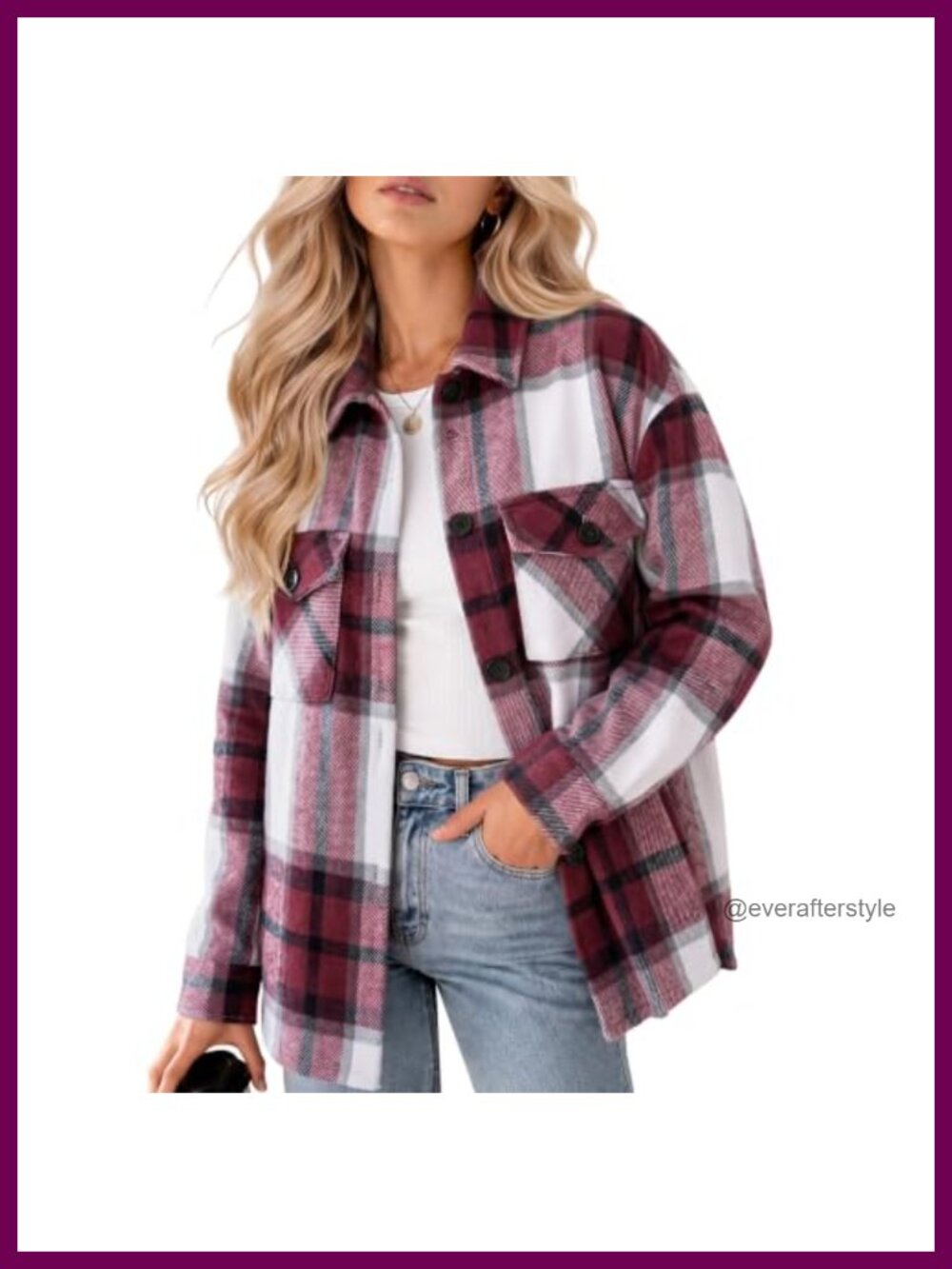 Women's Plaid Flannel Shacket with Pockets